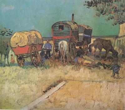 Vincent Van Gogh Encampment of Gypsies with Caravans (nn04) China oil painting art